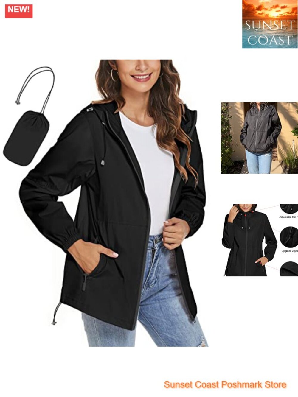 TCOT Women's Waterproof Windbreaker Packable Rain Jacket Lightweight